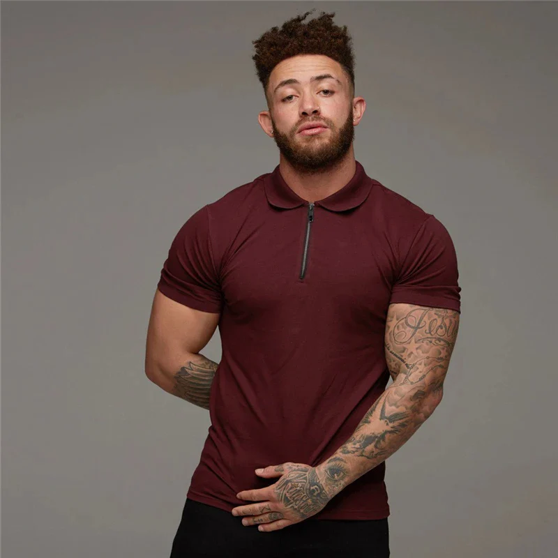 Slim Fit Polo Heren – Korte Mouwen met Ritskraag