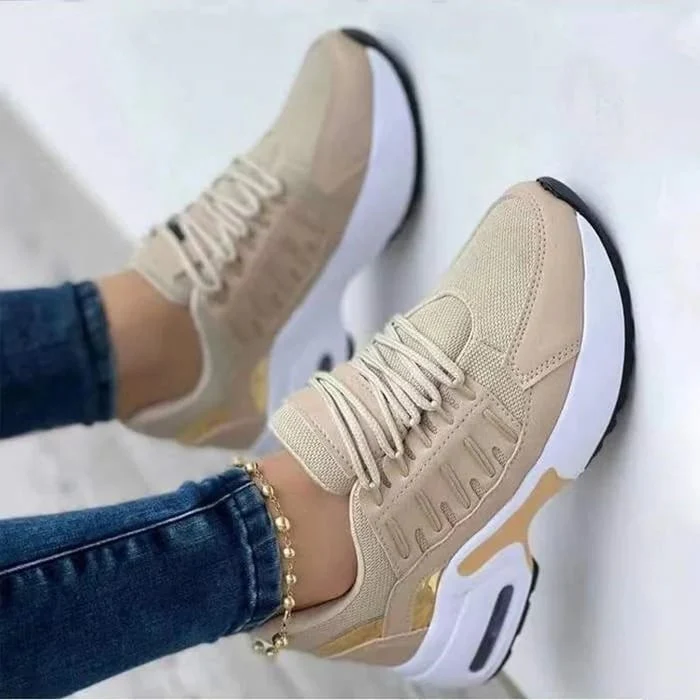 Dames sportieve sneakers – Ademend mesh en verhoogde zool