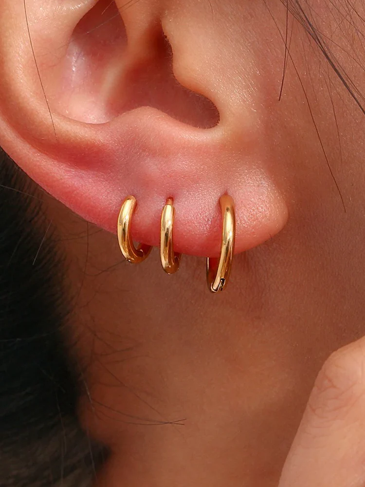 Dames set met kleine oorringen – Minimalistische oorringetjes in drie formaten