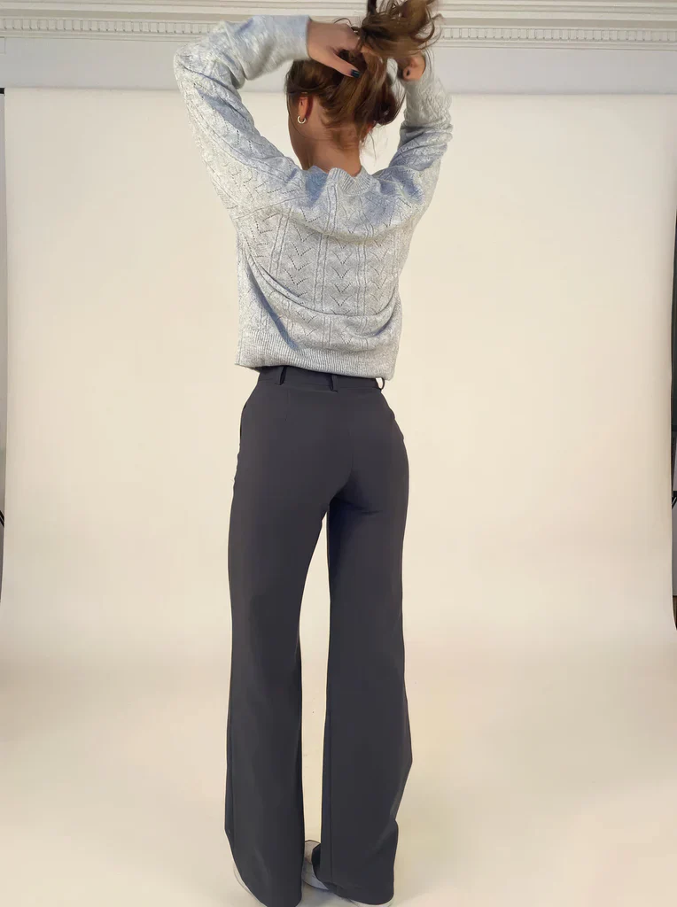 Flared Broek Dames High Waisted – Uitlopende Stretchbroek met Naden