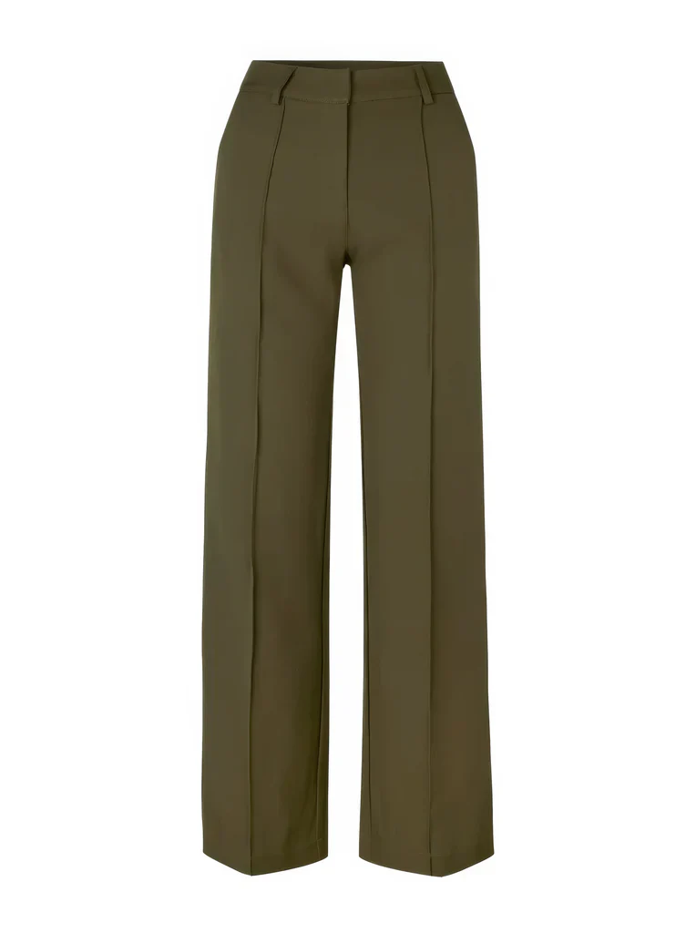 Flared Broek Dames High Waisted – Uitlopende Stretchbroek met Naden