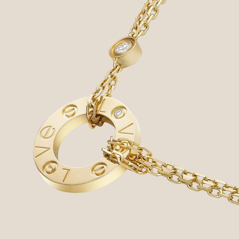 Dames ketting – Dubbele ketting met ronde hanger en gegraveerde tekst