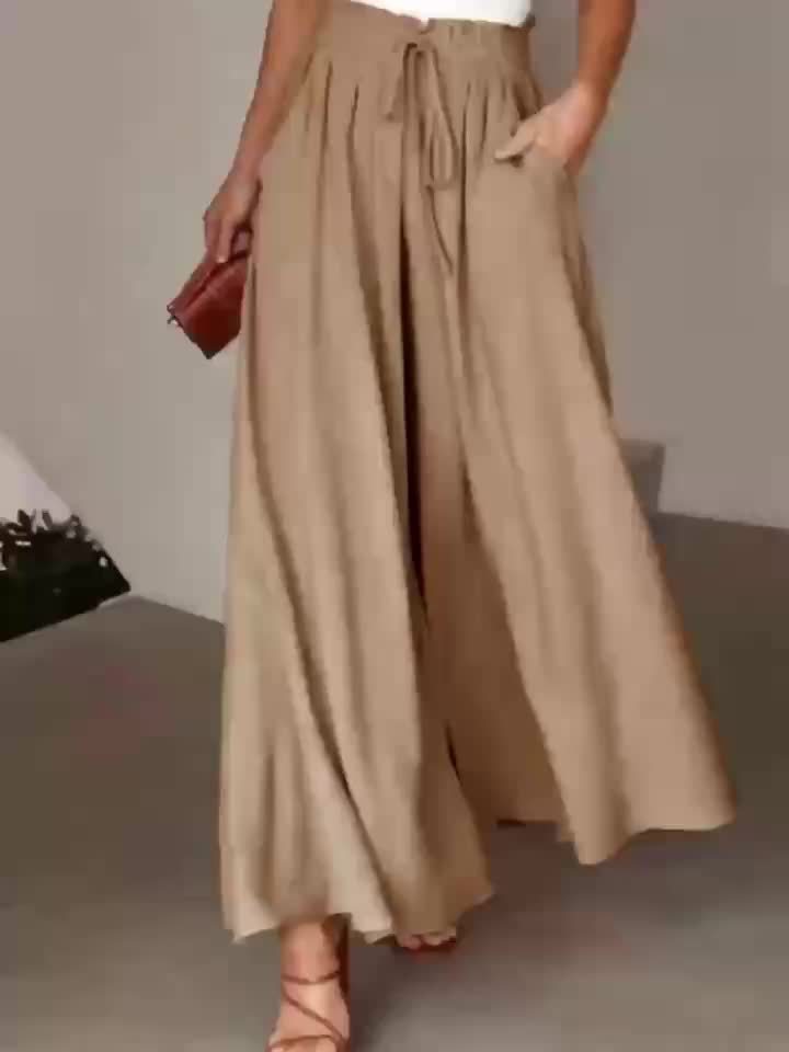 Dames Wijde Broek (2-Pack) – Hoge Taille en Elegante Plissé