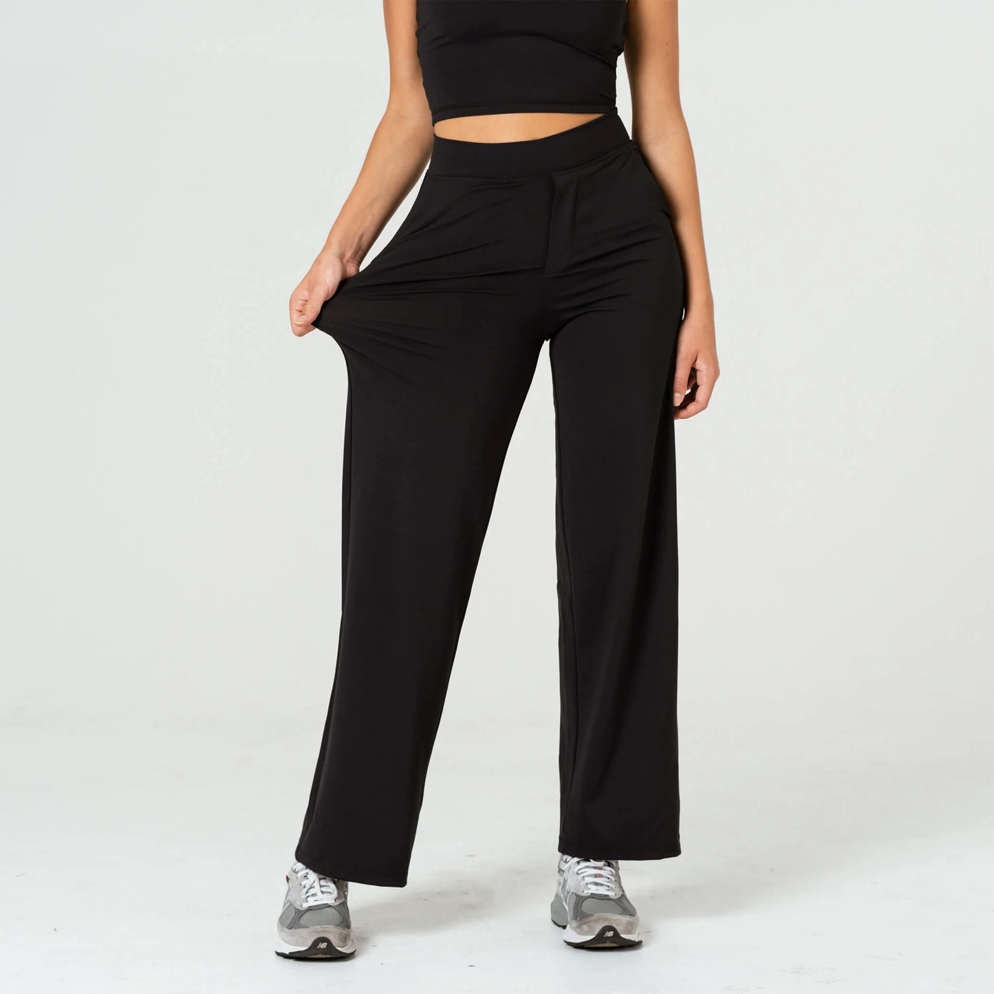 High-Waist Pantalon met Wijde Pijpen – Elastische Tailleband