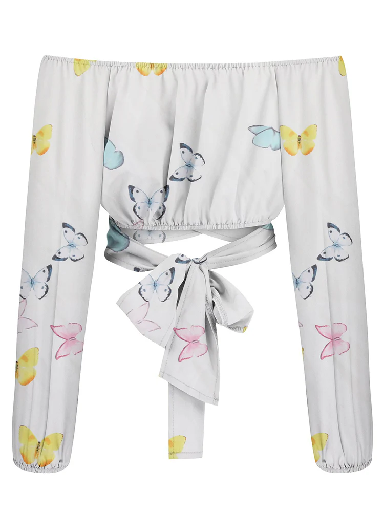 Off-Shoulder Crop Top – Elegante Boho Stijl met Lange Mouwen
