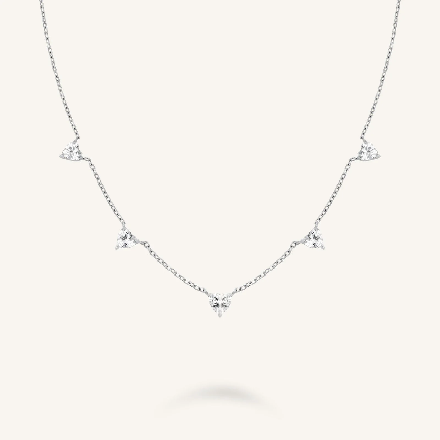 Dames Ketting – Halsketting met Hartvormige Zirconia Steentjes