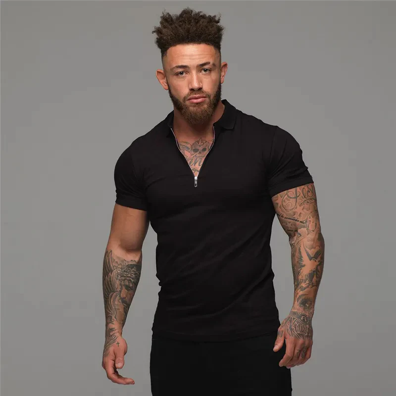 Slim Fit Polo Heren – Korte Mouwen met Ritskraag