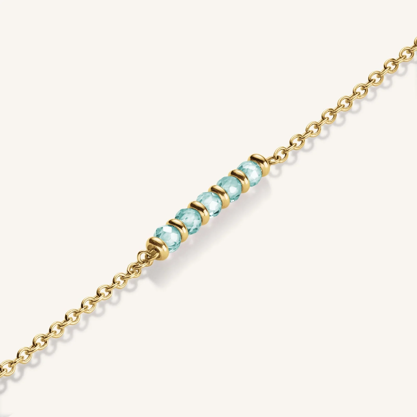 Dames Ketting – Goudkleurige Ketting met Blauwe Kralen