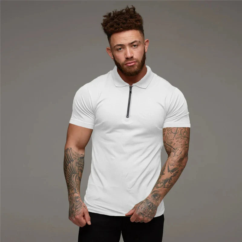 Slim Fit Polo Heren – Korte Mouwen met Ritskraag
