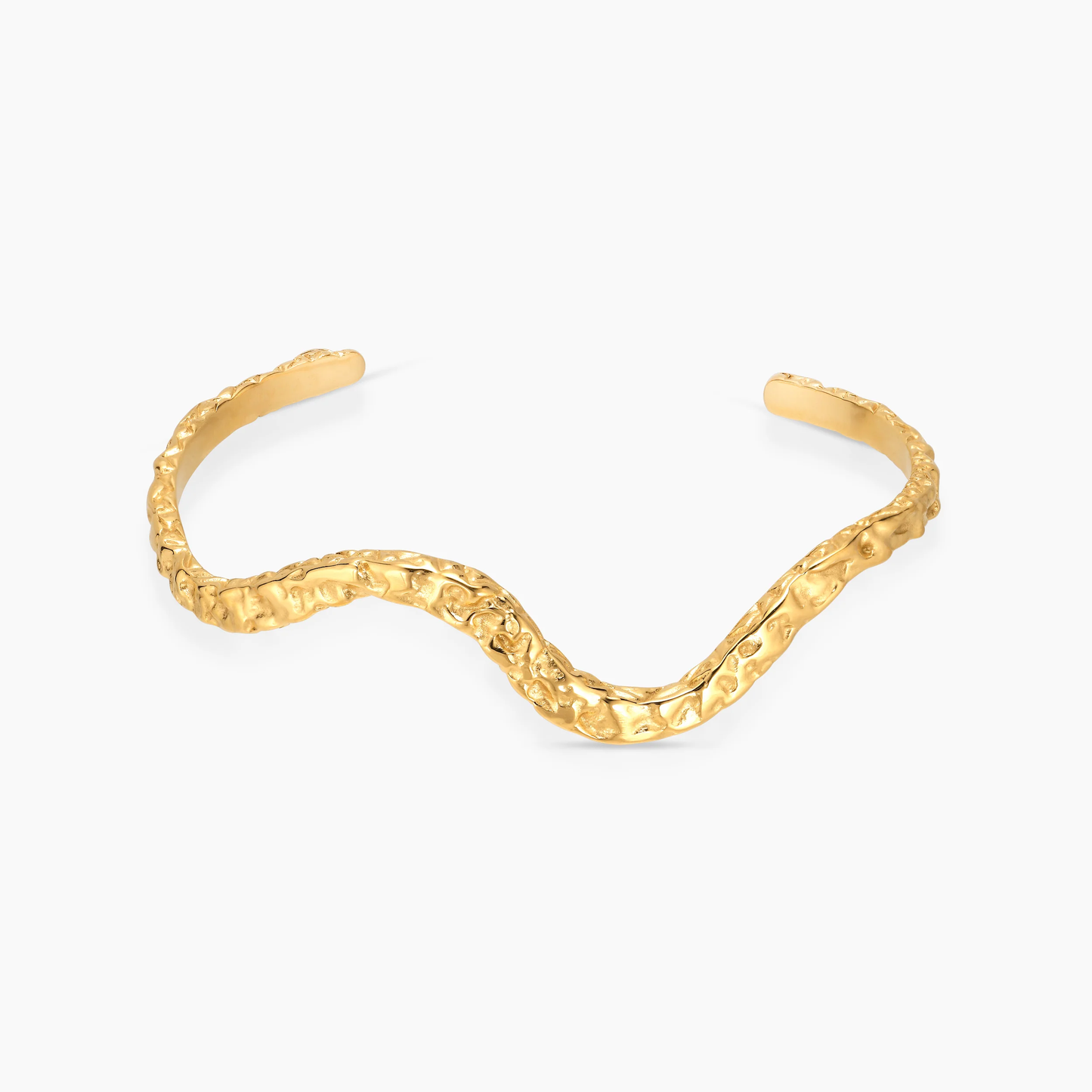 Dames armband – Open cuff met onregelmatige structuur en golvende vorm