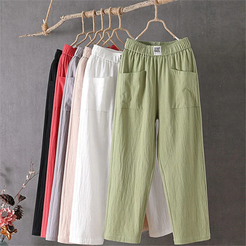 Broek – Casual rechte pasvorm met elastische tailleband