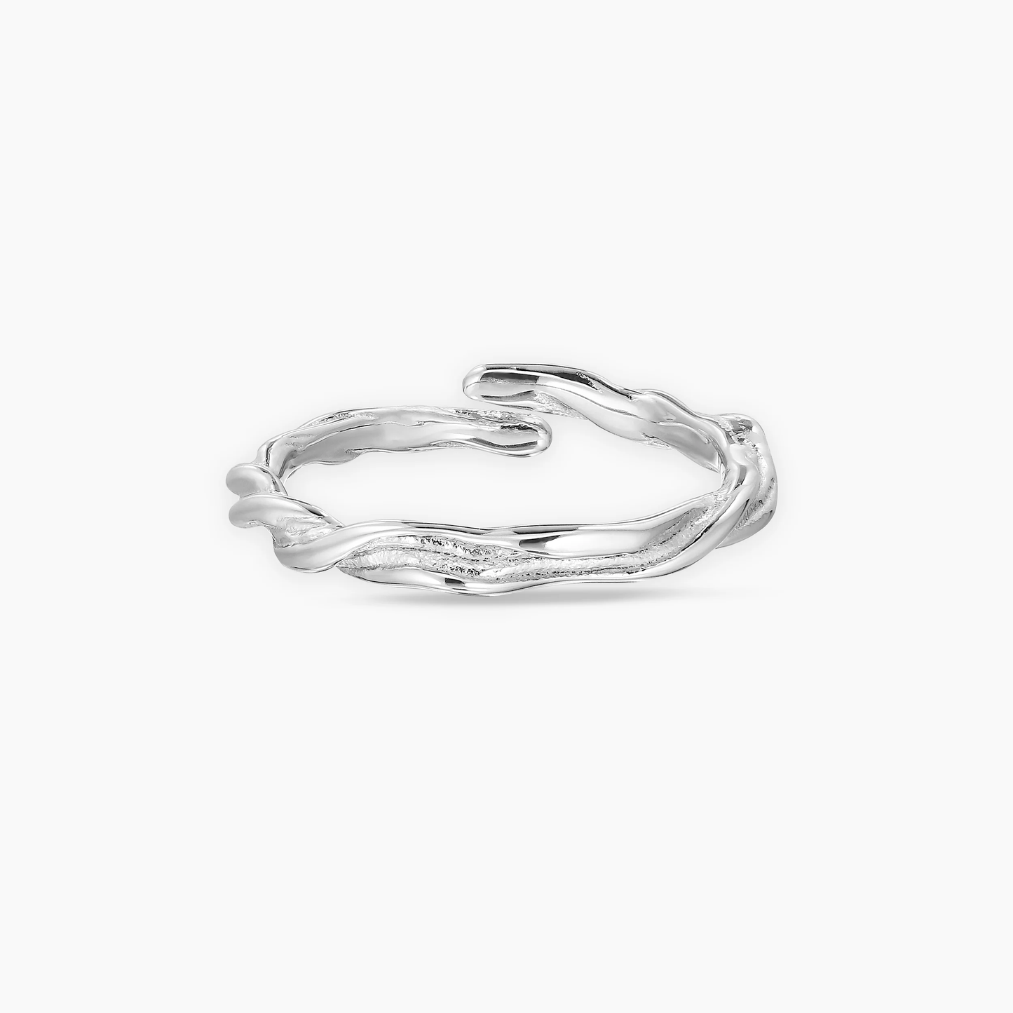 Dames ring – Organisch gevormde open ring met golvend profiel