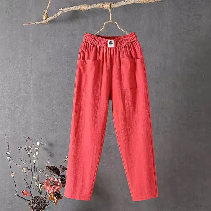 Broek – Casual rechte pasvorm met elastische tailleband