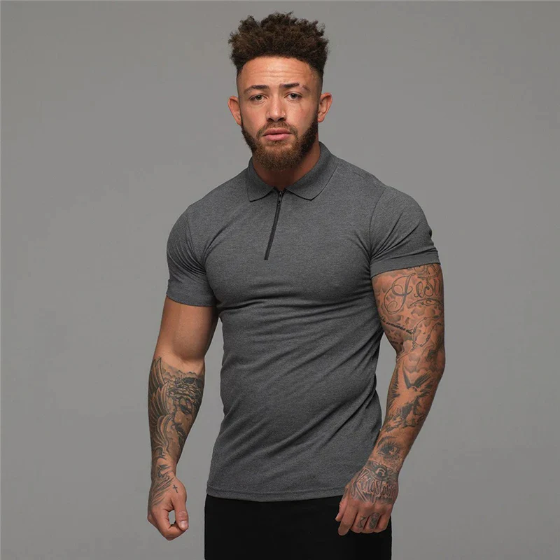 Slim Fit Polo Heren – Korte Mouwen met Ritskraag