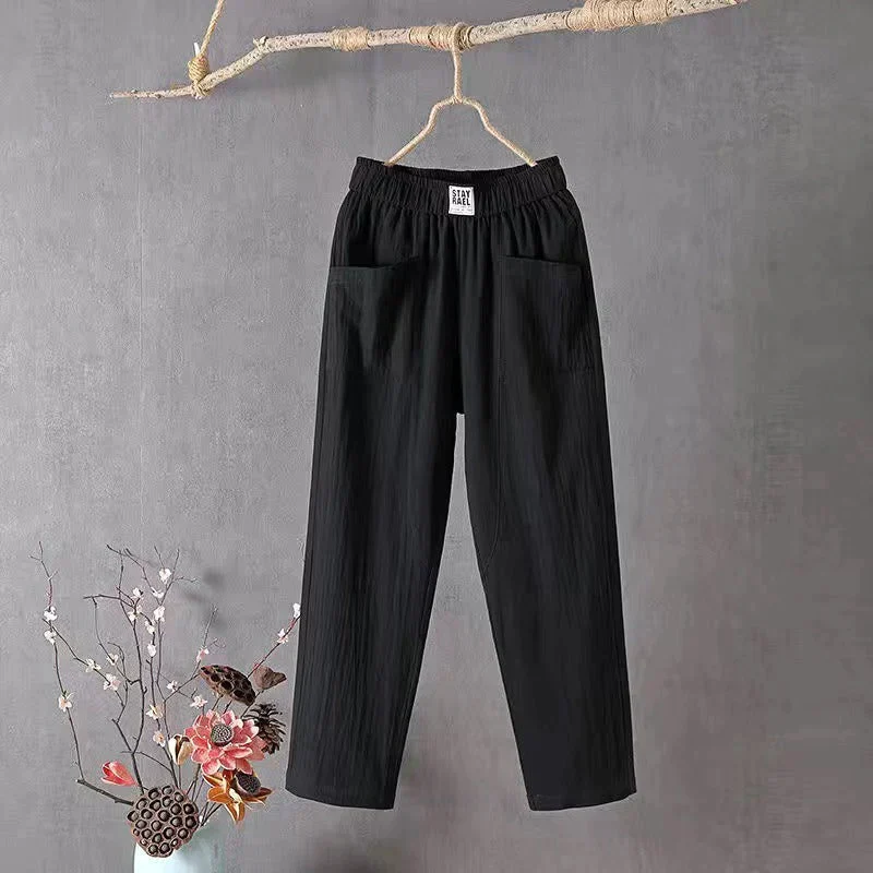 Broek – Casual rechte pasvorm met elastische tailleband