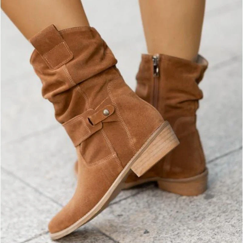 Enkellaarsjes Dames – Suède Look met Slouchy Schacht