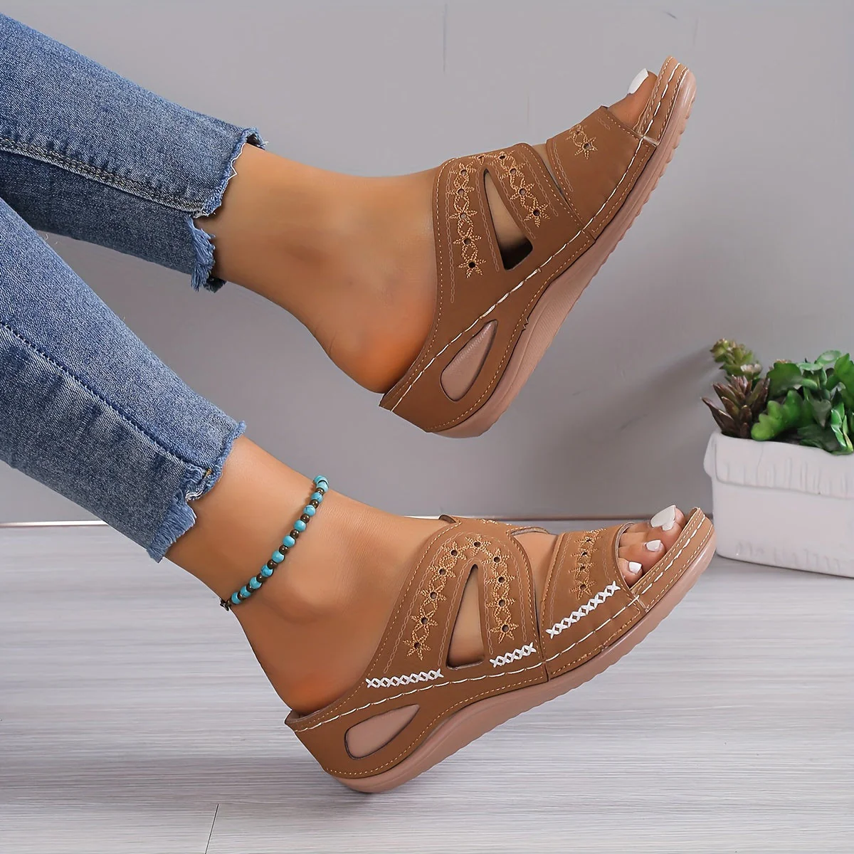 Orthopedische comfortslippers met open sleehak – Steun & stijl in één