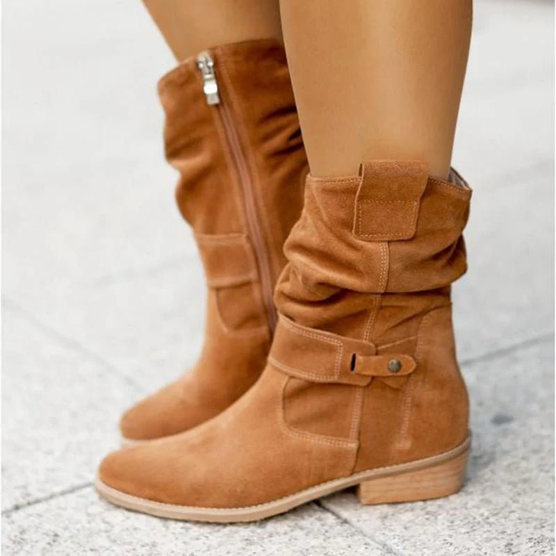 Enkellaarsjes Dames – Suède Look met Slouchy Schacht