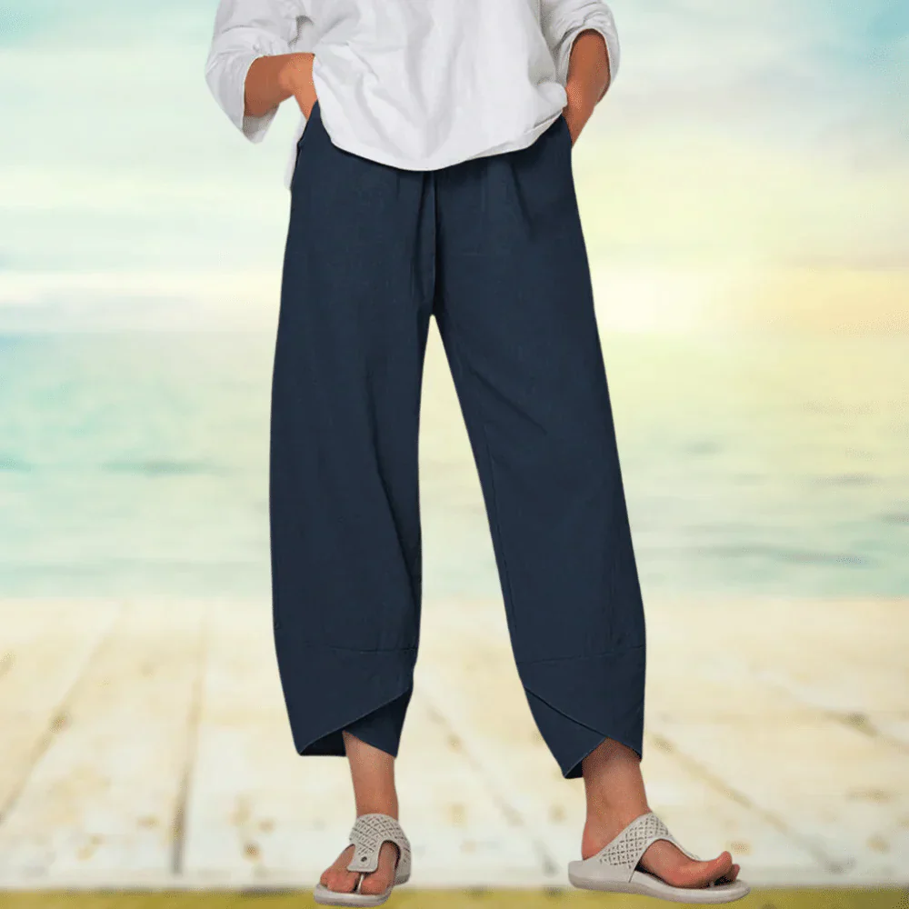 Linnen broek – Relaxed fit met asymmetrische zoom