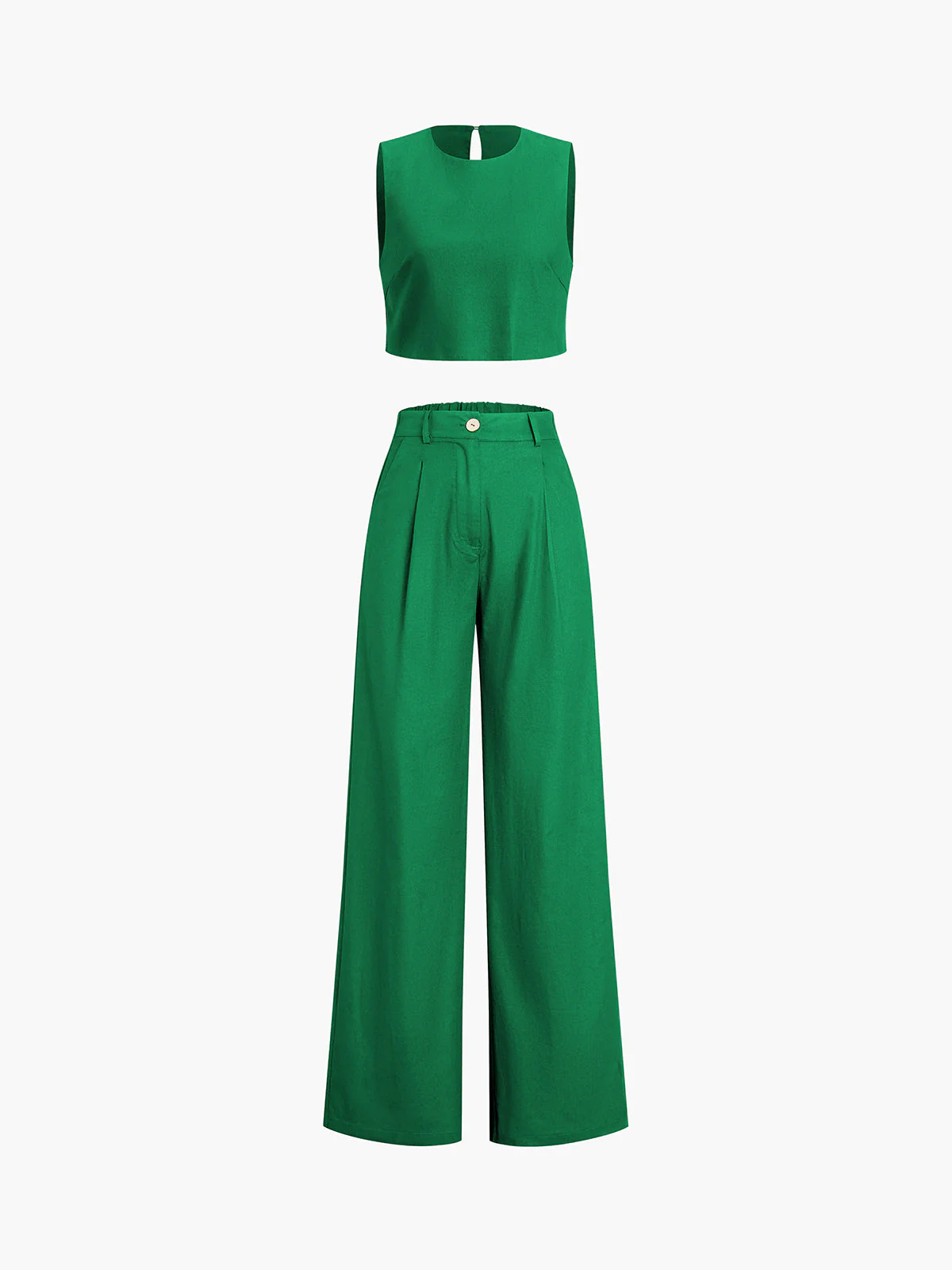 Tweedelige dames set – Mouwloze cropped top en wijde pantalon