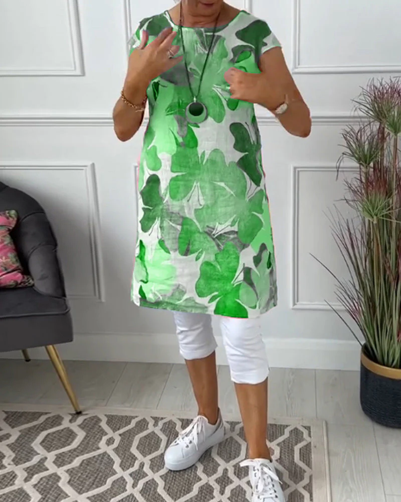 Dames Jurk - Bloemenprint - Linnen Look - Mouwloos - Zomerjurk