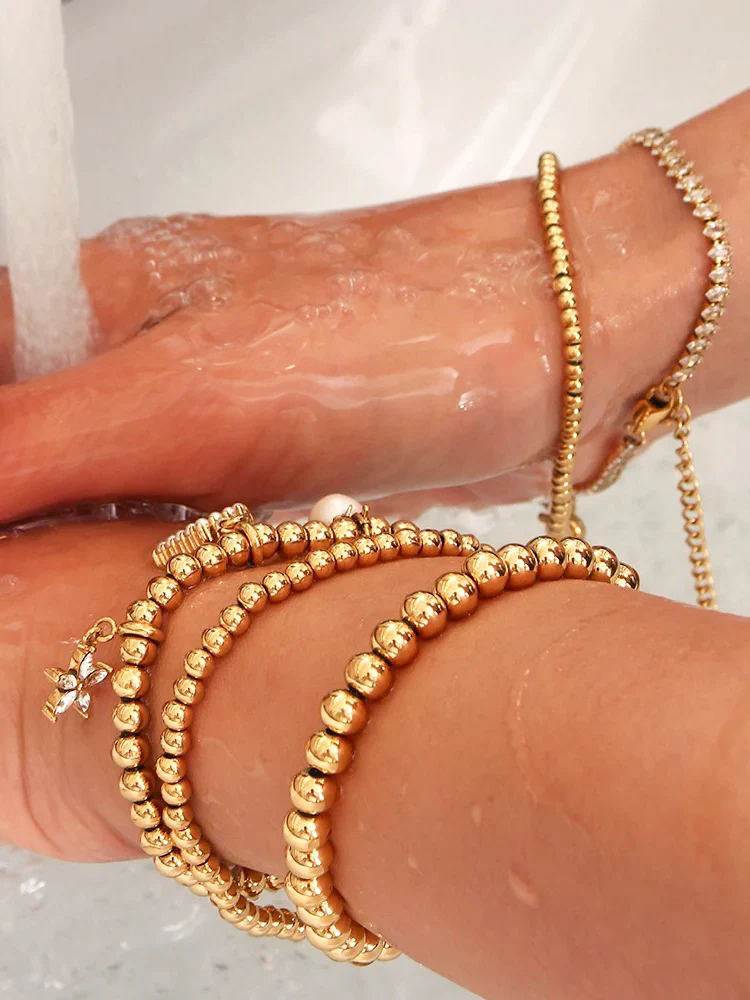 Dames armbanden met bolkralen – Elastische kralenarmbanden in set