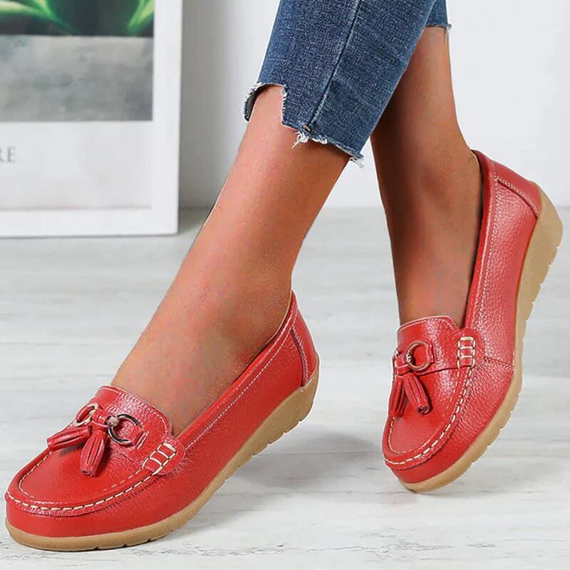 Dames Instappers - Mocassin Stijl - Antislip Zool - Kwastdetail - Casual