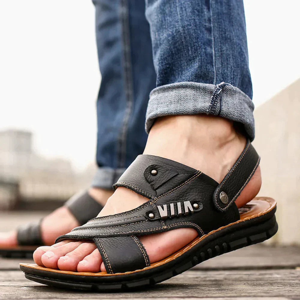 Dames Leren Sandalen met Open Teen – Ademend Ontwerp en Rubberen Zool