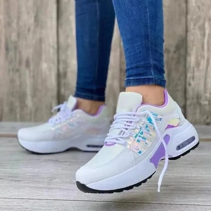 Dames sportieve sneakers – Ademend mesh en verhoogde zool