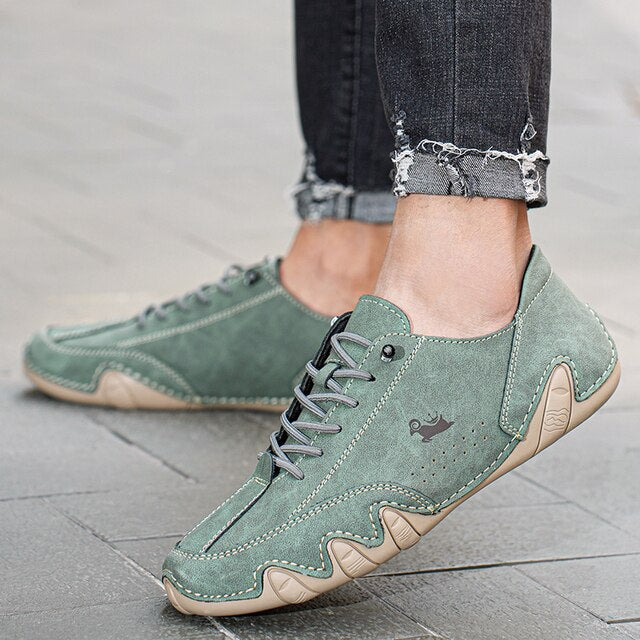 Heren Casual Instappers – Flexibele Antislip Sneakers met Vetersluiting en Rubberen Zool