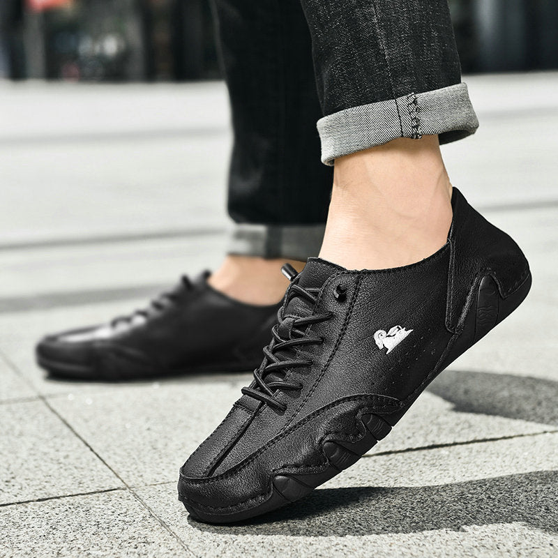 Heren Casual Instappers – Flexibele Antislip Sneakers met Vetersluiting en Rubberen Zool