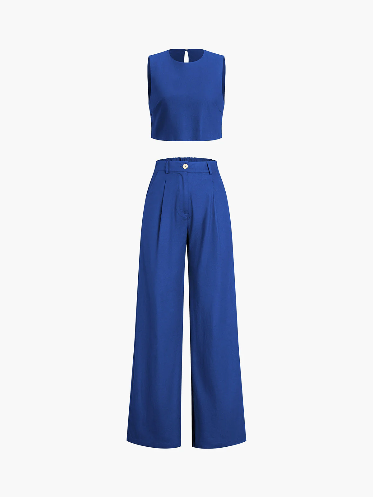 Tweedelige dames set – Mouwloze cropped top en wijde pantalon
