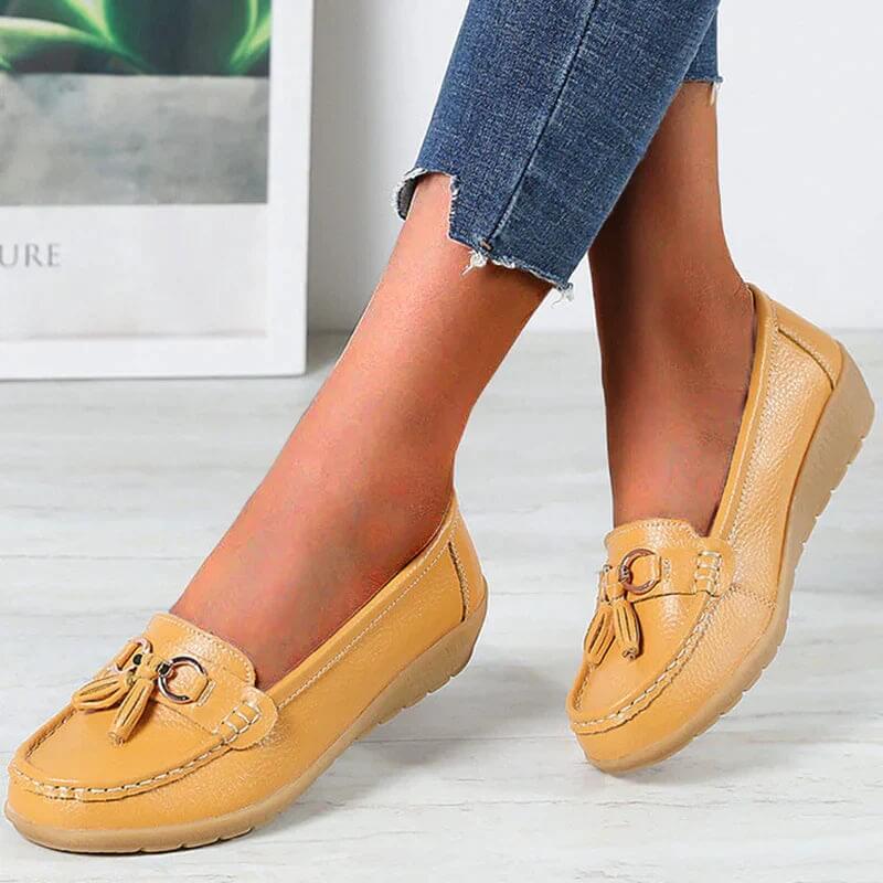 Dames Instappers - Mocassin Stijl - Antislip Zool - Kwastdetail - Casual