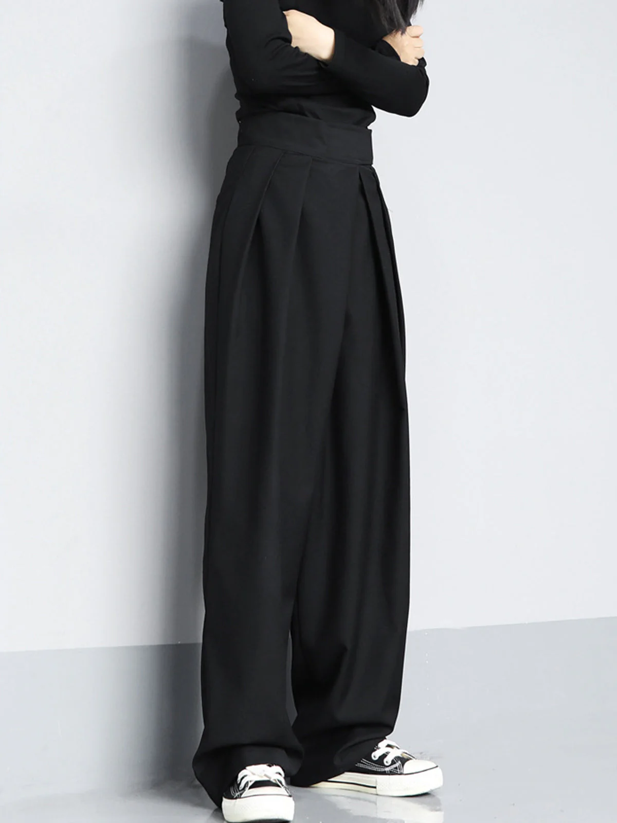 High-waist plooibroek voor dames – Wijde pijpen met relaxte pasvorm