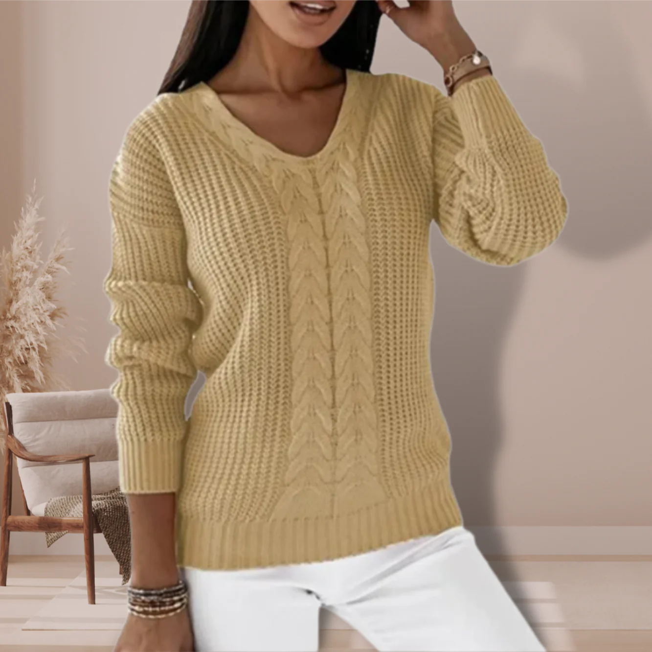 Aveline – Gebreide Trui met Kabelpatroon