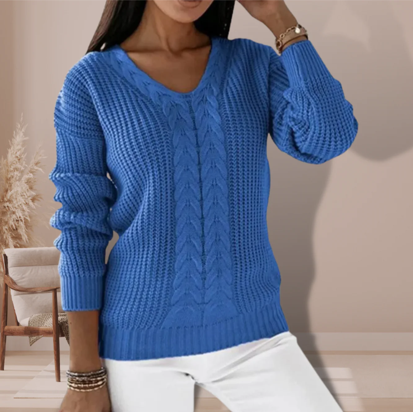 Aveline – Gebreide Trui met Kabelpatroon