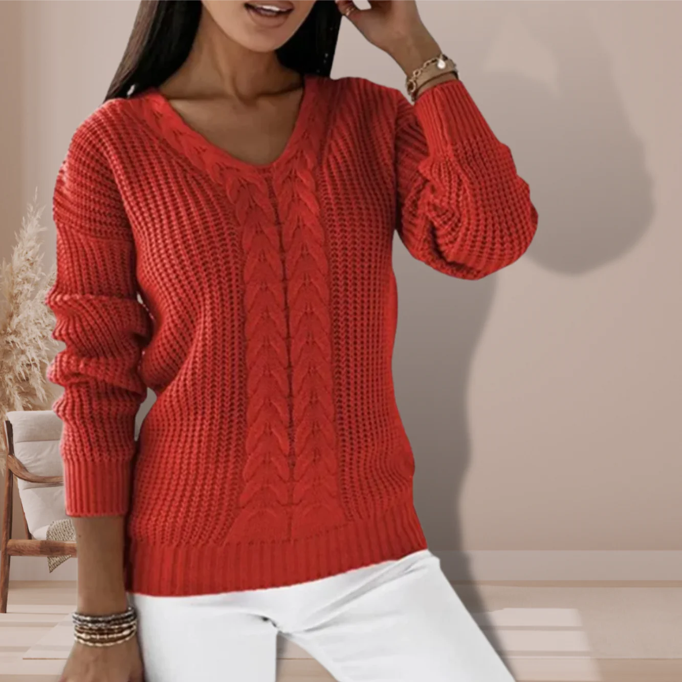Aveline – Gebreide Trui met Kabelpatroon