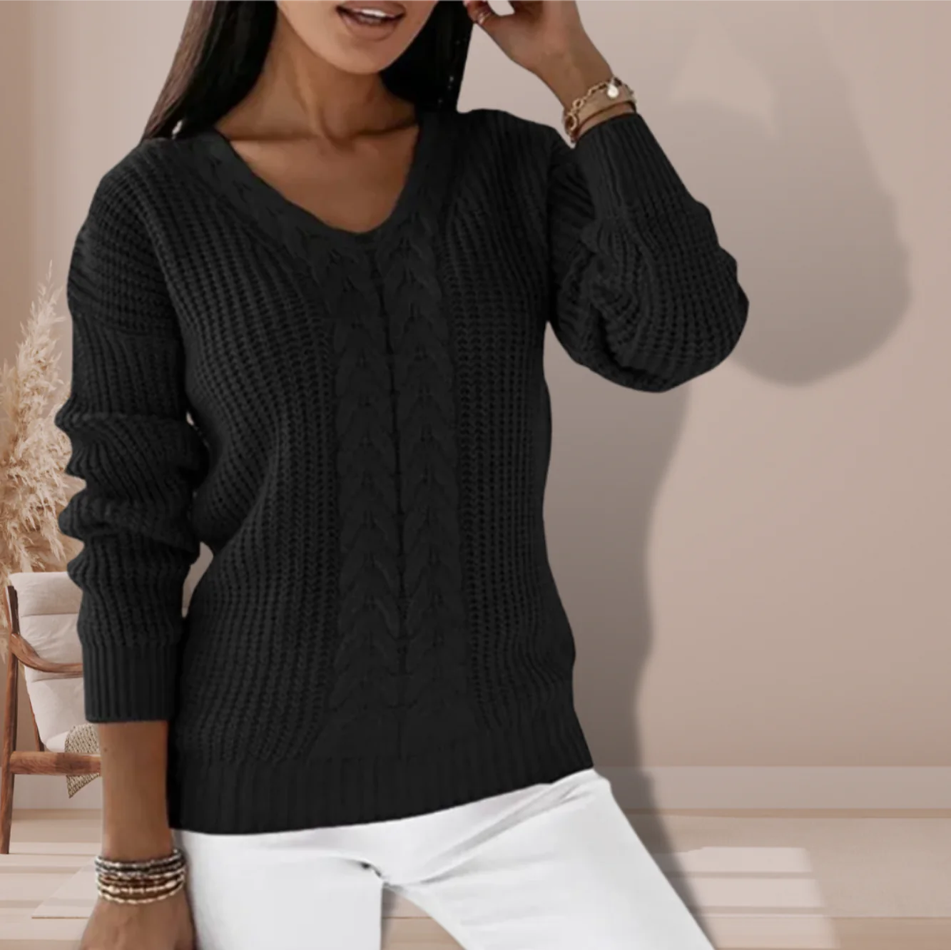 Aveline – Gebreide Trui met Kabelpatroon