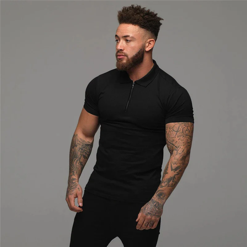 Slim Fit Polo Heren – Korte Mouwen met Ritskraag