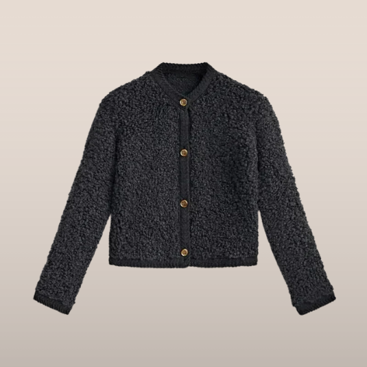 Tess – Teddy Vest met Goudkleurige Knopen