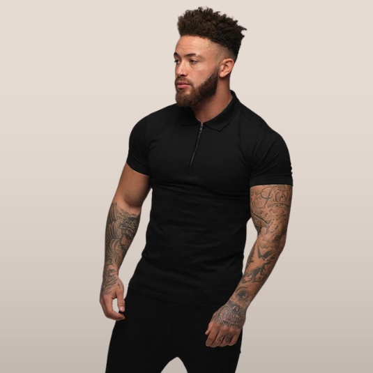 Slim Fit Polo Heren – Korte Mouwen met Ritskraag