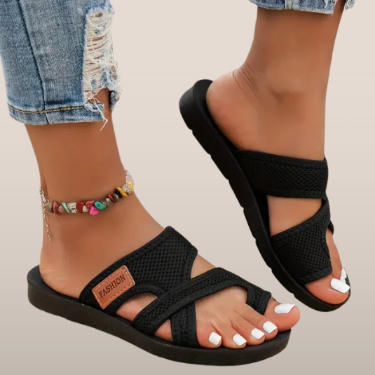 Dames Mesh Sandalen – Ademend Slip-on Zomerschoeisel met Kruisbanden