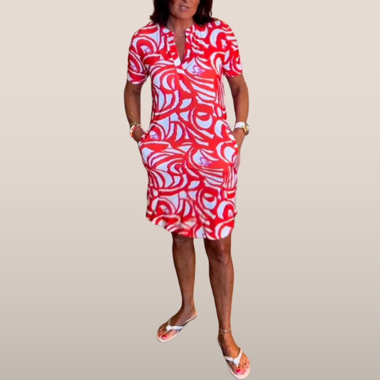 Jurk met Abstracte Print – Zomers Comfort in Casual Stijl