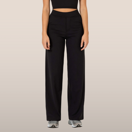High-Waist Pantalon met Wijde Pijpen – Elastische Tailleband