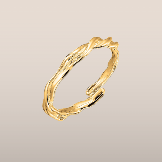 Dames ring – Organisch gevormde open ring met golvend profiel