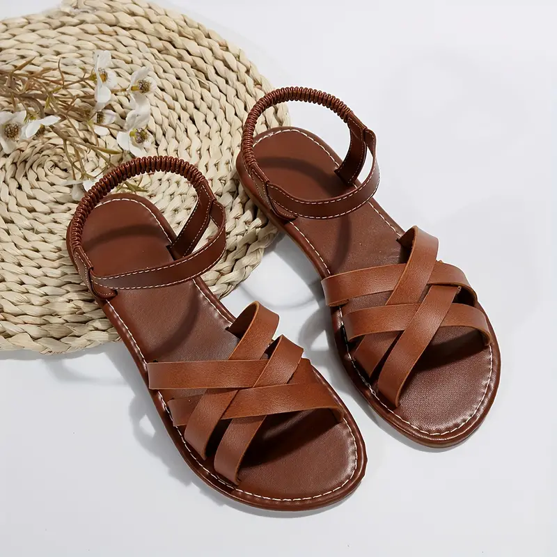Lina – Sandalen met Gekruiste Bandjes en Elastische Enkelband