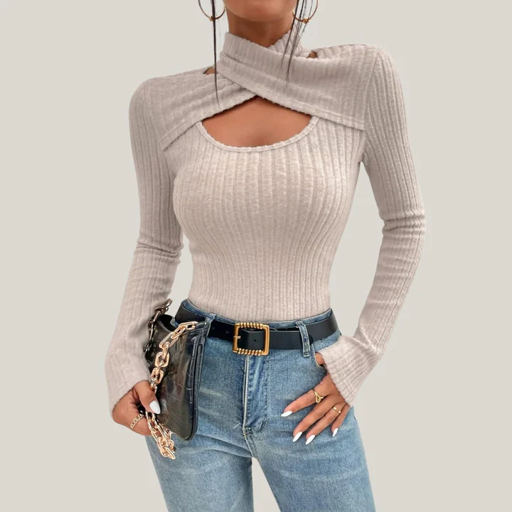 Mira – Ribtop met Asymmetrische Halslijn