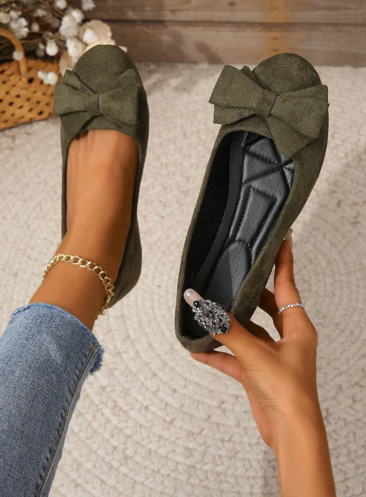 Noa – Suède Ballerina met Strikdetail