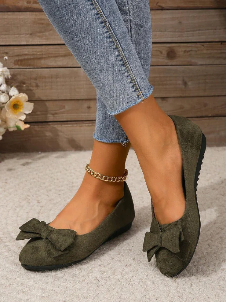 Noa – Suède Ballerina met Strikdetail