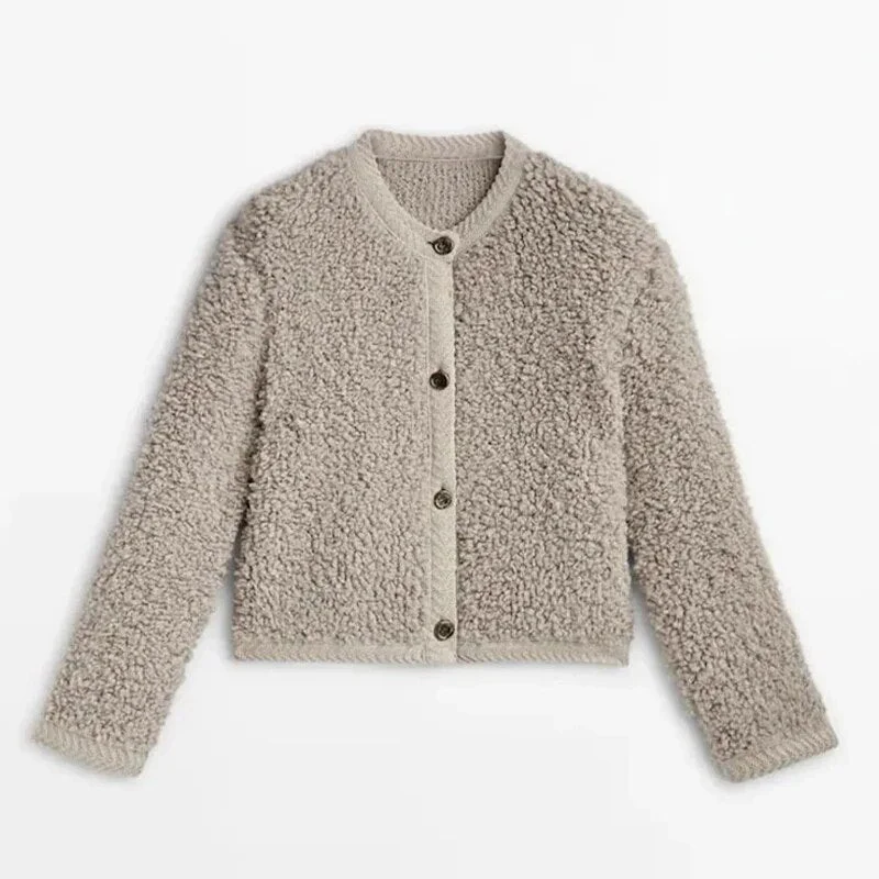Tess – Teddy Vest met Goudkleurige Knopen